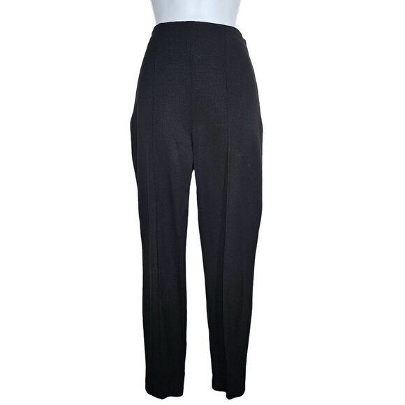 Escada Pintuck Hi Rise Trouser‎ Pants Slim Leg Ankle Side Zip Black Womens 38 - Picture 1 of 14